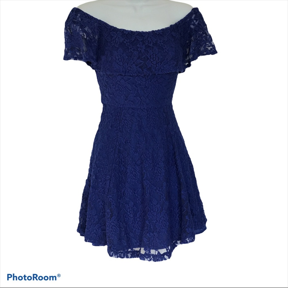 Emerald Sundae OTS lace fit and flare dress